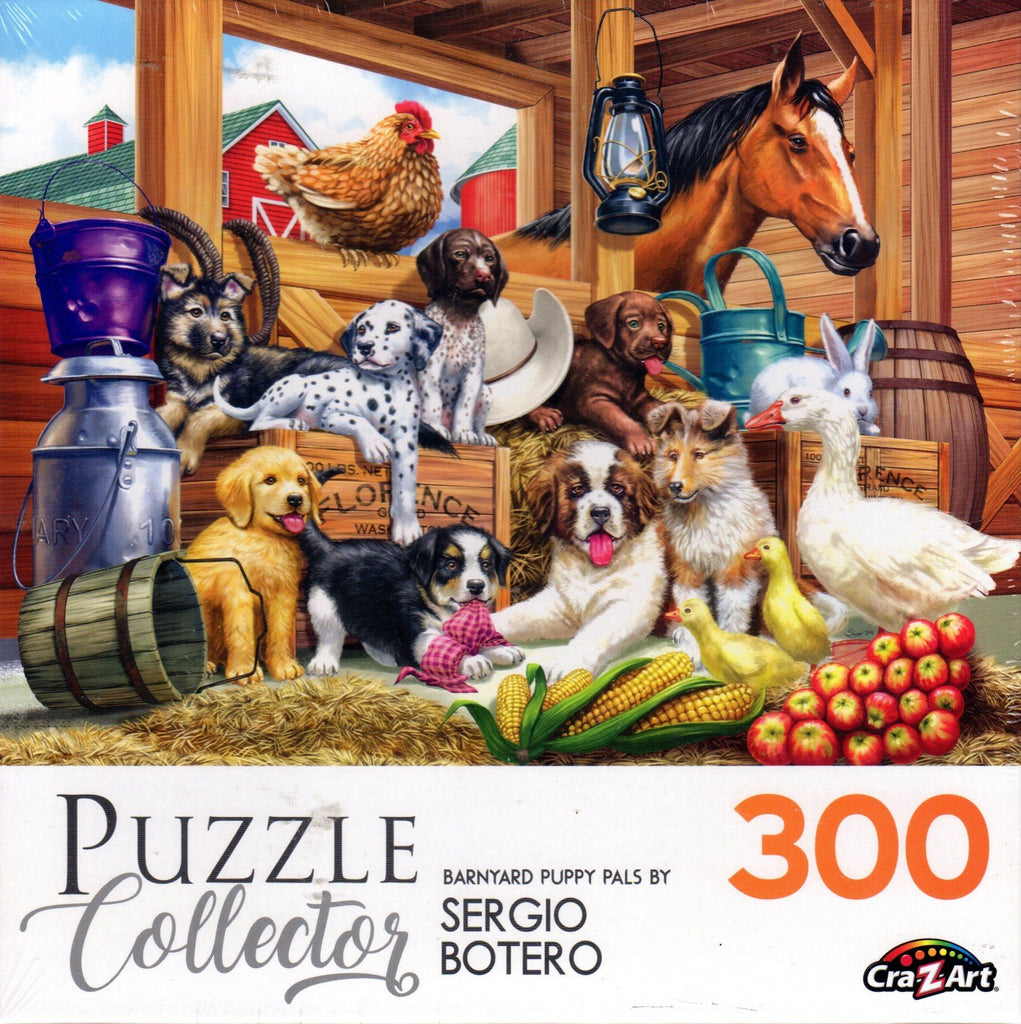 Puzzle Collector 300 Piece Puzzle - Barnyard Puppy Pals by Sergio Botero