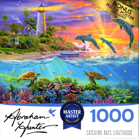 Catching Rays Lighthouse 1000 Piece Puzzle By Abraham Hunter