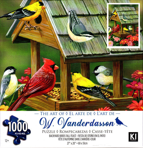 Backyard Birds Fall Feast by William Vanderdasson 1000 Piece Puzzle