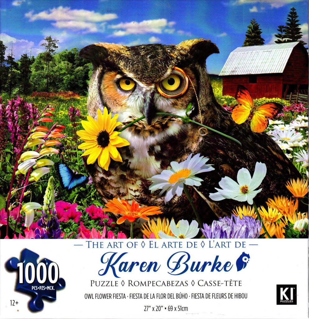 Owl Flower Fiesta by Karen Burke 1000 Piece Puzzle