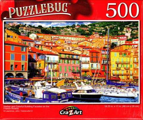 Puzzlebug 500 - Harbor and Colorful Building Facades on the French Rivera