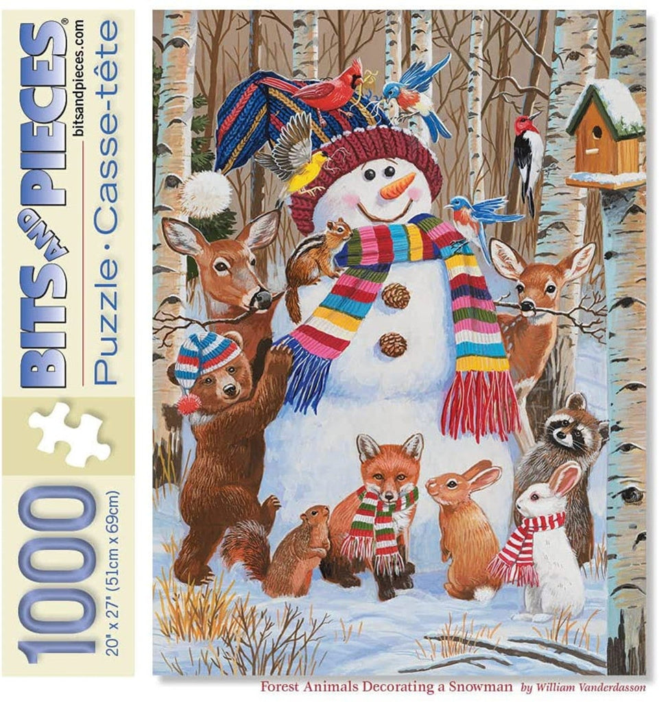 Forest Animals Decorating A Snowman by William Vanderdasson 1000 Piece Puzzle