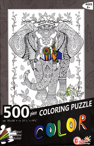 Elephant Coloring 500 Piece Puzzle