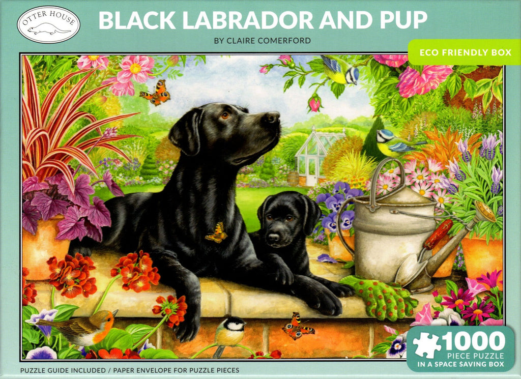 Otter House 1000 Piece Puzzle - Black Labrador and Pup