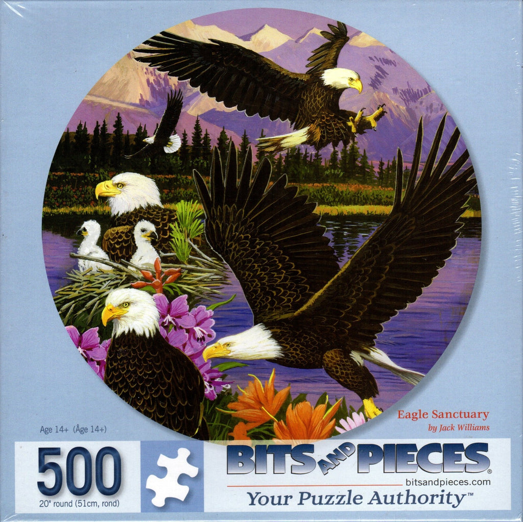 Eagle Sanctuary by Jack Williams 500 Piece Round Puzzle