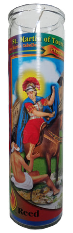 St. Martin of Tours (San Martin Caballero) Blue Perfumed Pillar Devotional Candle
