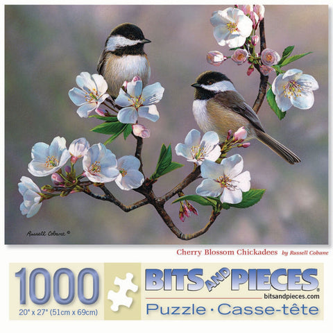 Cherry Blossom Chickadees 1000 Piece Puzzle