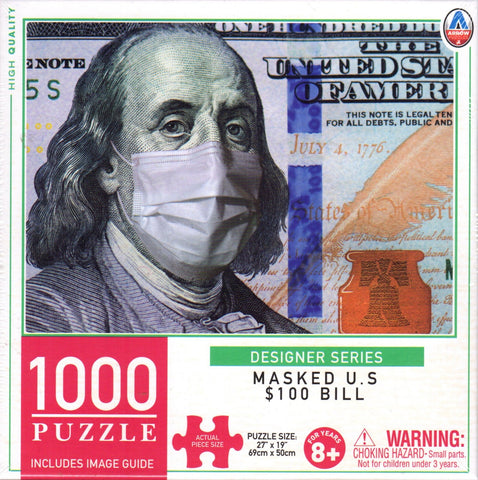 Masked U.S. $100 Bill 1000 Piece Puzzle