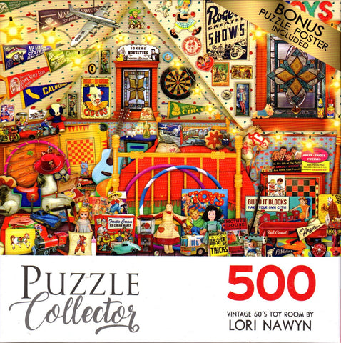 Puzzle Collector 500 Piece Puzzle - Vintage 50's Toy Room by Lori Nawyn