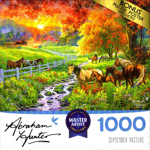 September Pasture 1000 Piece Puzzle by Abraham Hunter