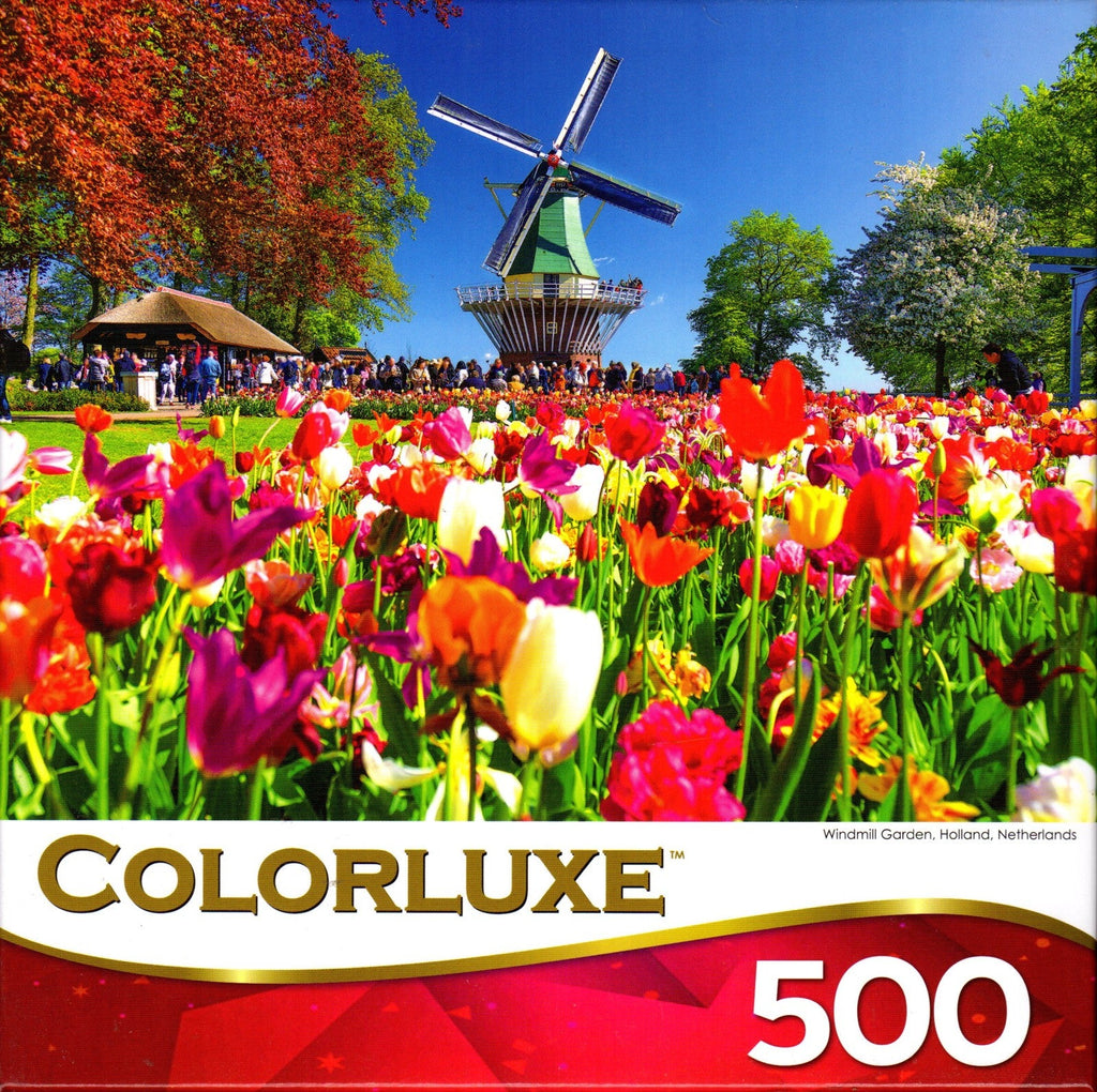 Colorluxe 500 Piece Puzzle - Windmill Garden Holland Netherlands