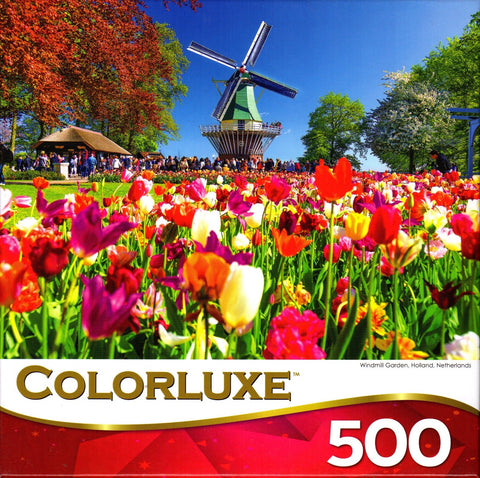 Colorluxe 500 Piece Puzzle - Windmill Garden Holland Netherlands