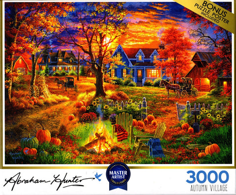 Autumn Village 3000 Piece Puzzle By Abraham Hunter