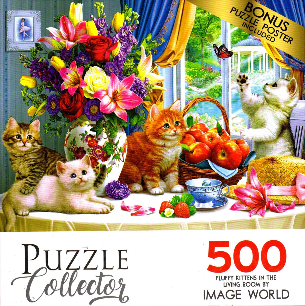 Puzzle Collector 500 Piece Puzzle - Fluffy Kittens In the Living Room