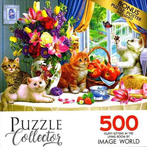 Puzzle Collector 500 Piece Puzzle - Fluffy Kittens In the Living Room