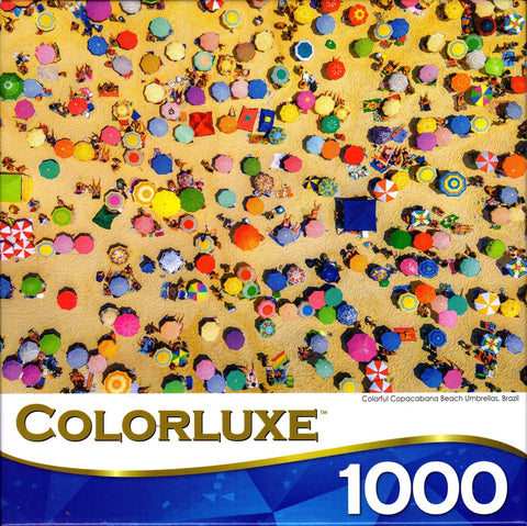 Colorluxe 1000 Piece Puzzle - Colorful Copacabana Beach Umbrellas Brazil By R.M. Nunes