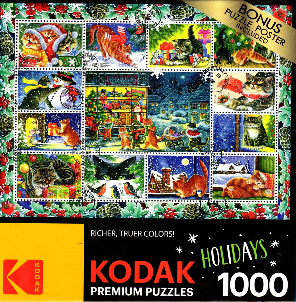 Kodak - Christmas Cat Stamp Collection 1000 Piece Puzzle By Irina Garmashova-Cawton