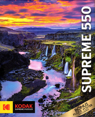 Canyon with Multiple Waterfalls in The Southern Region of Iceland 550 Piece Puzzle