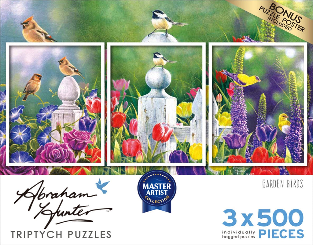 Garden Birds Triptych 3 X 500 Piece Puzzles By Abraham Hunter