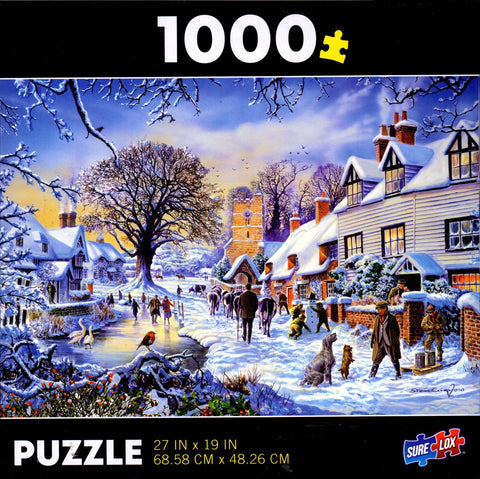 Village in Winter 1000 Piece Puzzle By Steve Crisp
