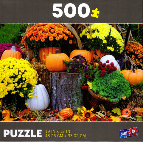 Pumpkins and Mums 500 Piece Puzzle By Steve Samoyedny