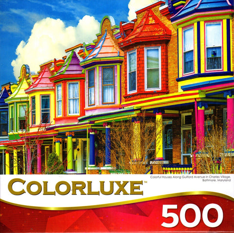 Colorluxe 500 Piece Puzzle - Colorful Houses Along Guilford Avenue in Charles Village Baltimore Maryland