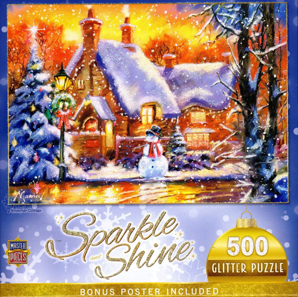 Snowman Cottage 500 Piece Glitter Puzzle By Macneil Studio