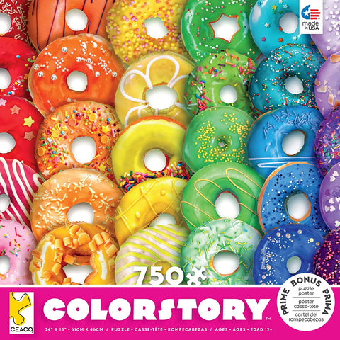 Rainbow Donuts 750 Piece Puzzle By Lars Stewart