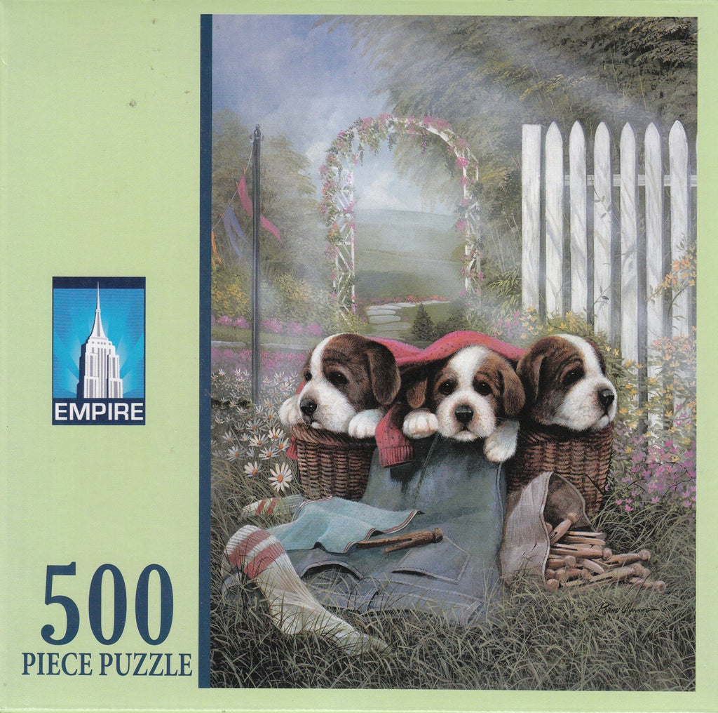 Cute and Cozy Dogs in Basket 500 Piece Puzzle