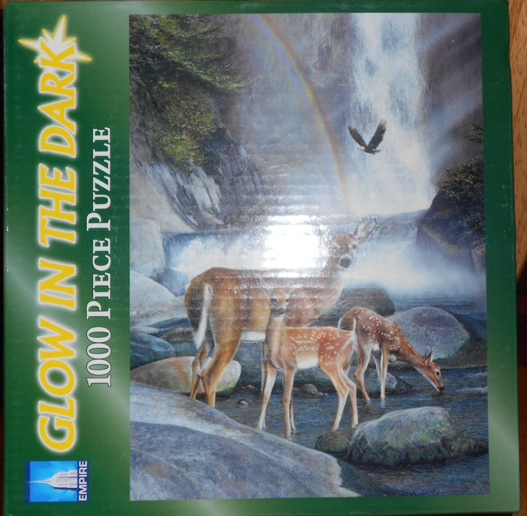 Deer Family in a Creek - Somewhere Over The Rainbow 1000 Piece Puzzle