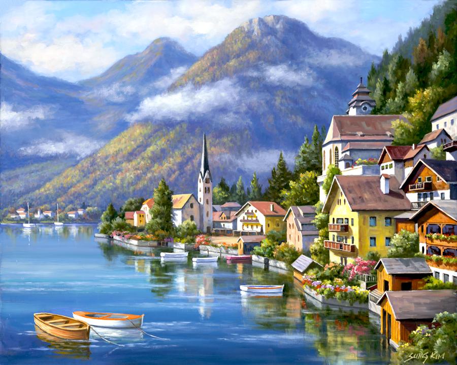 Alpine Vistas: Alpine Village 500 Piece Puzzle