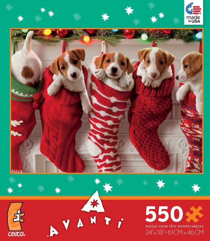 Christmas Stocking Puppies 550 Piece Puzzle