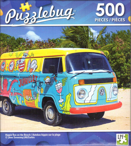 Puzzlebug 500 - Hippie Bus on the Beach