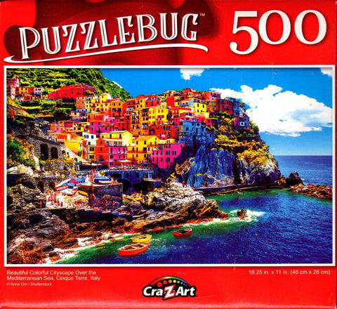 Puzzlebug 500 - Beautiful Colorful Cityscape Over the Mediterranean Sea Cinque Terre Italy